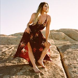 Red flowered jumpsuit small - backless